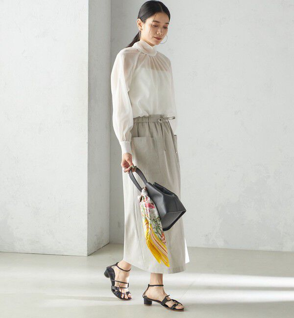 SHIPS for women「〈手洗い可能〉麻混 ストレッチ ドロスト Aライン スカート」|台形|