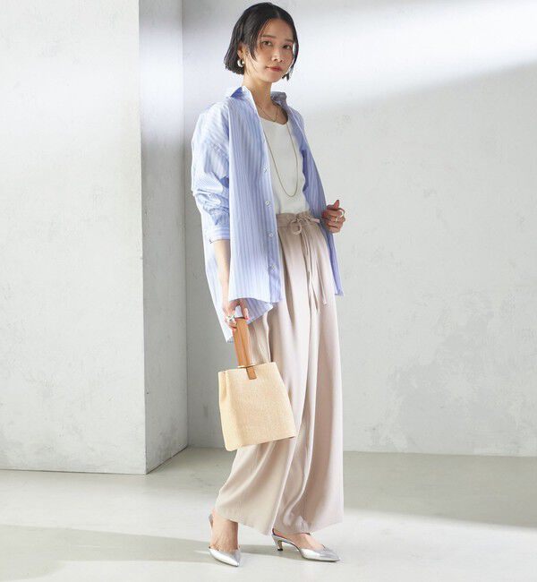 SHIPS for women「〈接触冷感 / 手洗い可能〉アセテート混 バック サテン ワイド パンツ」|その他|