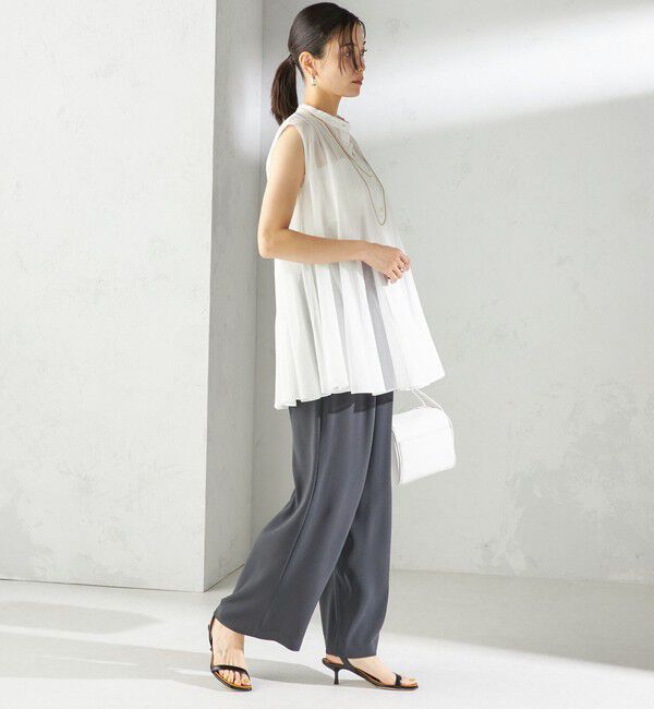 SHIPS for women「〈接触冷感 / 手洗い可能〉アセテート混 バック サテン ワイド パンツ」|その他|