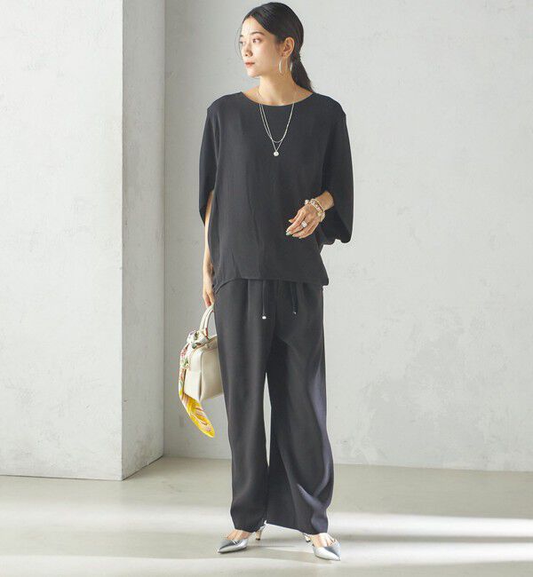 SHIPS for women「〈接触冷感 / 手洗い可能〉アセテート混 バック サテン ワイド パンツ」|その他|