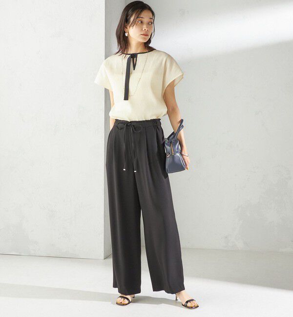SHIPS for women「〈接触冷感 / 手洗い可能〉アセテート混 バック サテン ワイド パンツ」|その他|