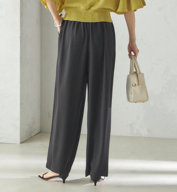 SHIPS for women「〈接触冷感 / 手洗い可能〉アセテート混 バック サテン ワイド パンツ」|その他|