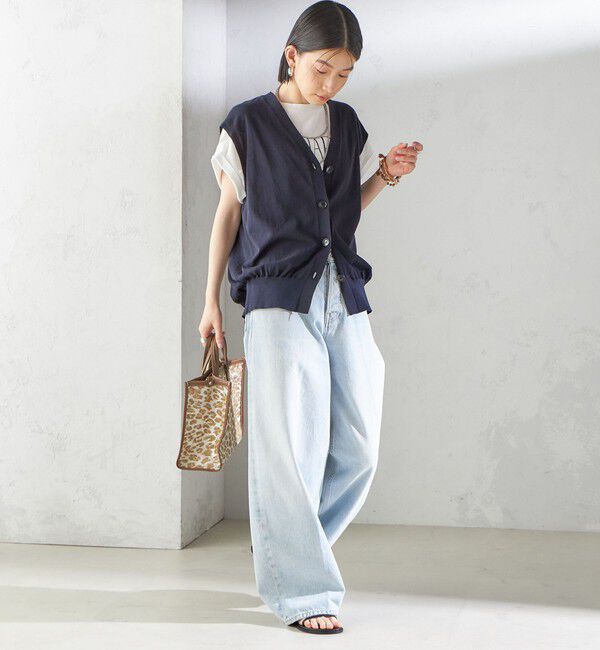 SHIPS for women「〈接触冷感 / 手洗い可能〉アイスコットン フレンチ スリーブ ジレ カーディガン」|ベスト・ジレ|