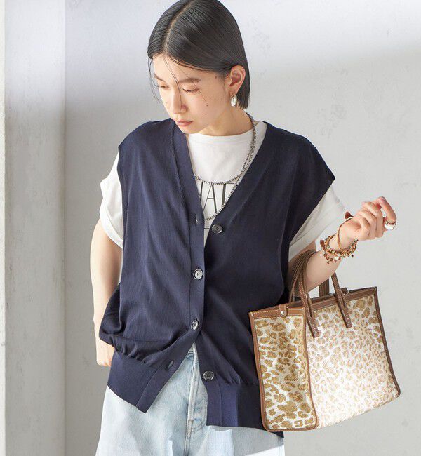 SHIPS for women「〈接触冷感 / 手洗い可能〉アイスコットン フレンチ スリーブ ジレ カーディガン」|ベスト・ジレ|