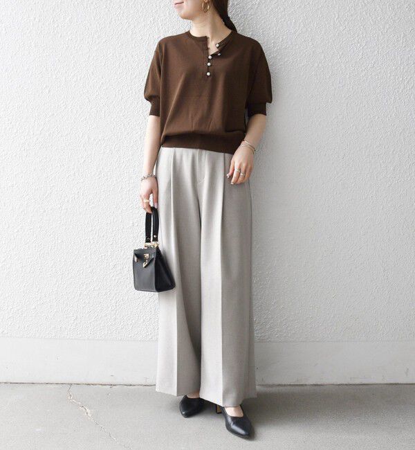 SHIPS any「《一部予約》SHIPS any:〈接触冷感/手洗い可能〉ビジュー ヘンリーネック ニット プルオーバー」|ニット・セーター|