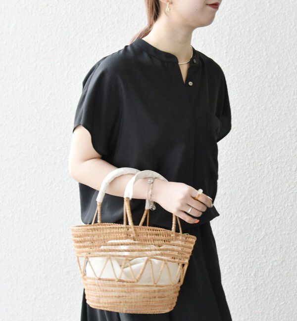 SHIPS any「SHIPS any:〈洗濯機可能〉グロッシー ドロスト バンドカラー フレンチ シャツ」|シャツ・ブラウス|