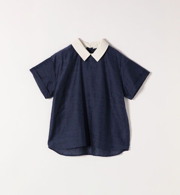 SHIPS any「SHIPS any:〈洗濯機可能〉フラワー ジャカード バイカラー プルオーバー シャツ」|シャツ・ブラウス|