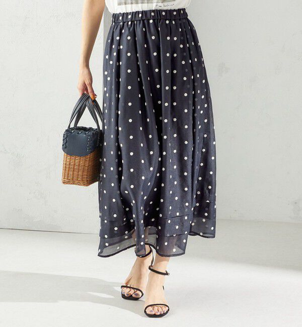 SHIPS for women「〈手洗い可能〉ドット 刺繍 ギャザー スカート」|スカート|