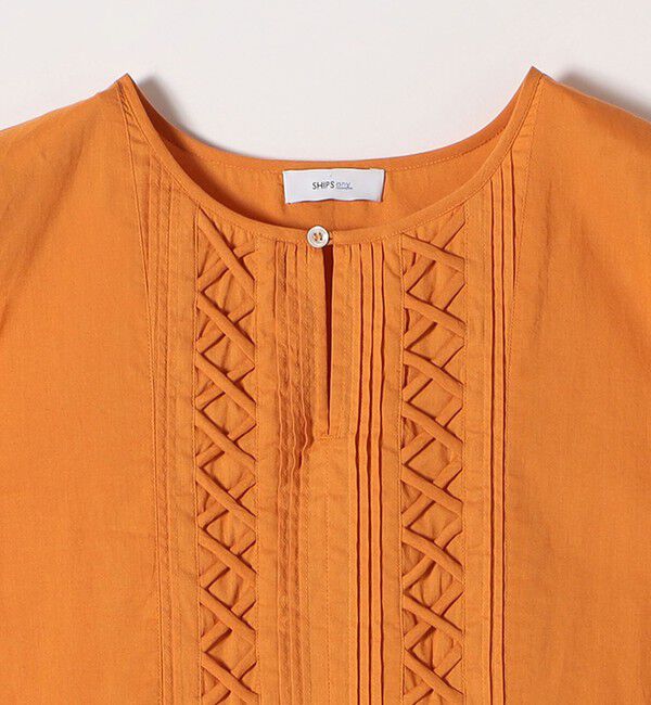 SHIPS any「SHIPS any:〈手洗い可能〉ロープ デザイン ピンタック フレンチスリーブ ワンピース」|ワンピース|