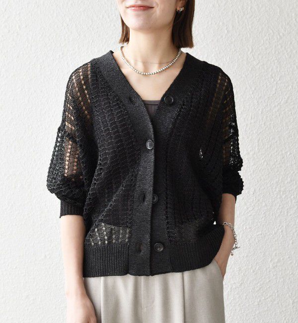 SHIPS any「《一部追加予約》SHIPS any:〈手洗い可能〉ギマ ワイド Vネック シアー カーディガン」|カーディガン|