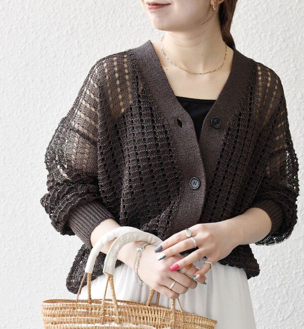 SHIPS any「《一部追加予約》SHIPS any:〈手洗い可能〉ギマ ワイド Vネック シアー カーディガン」|カーディガン|