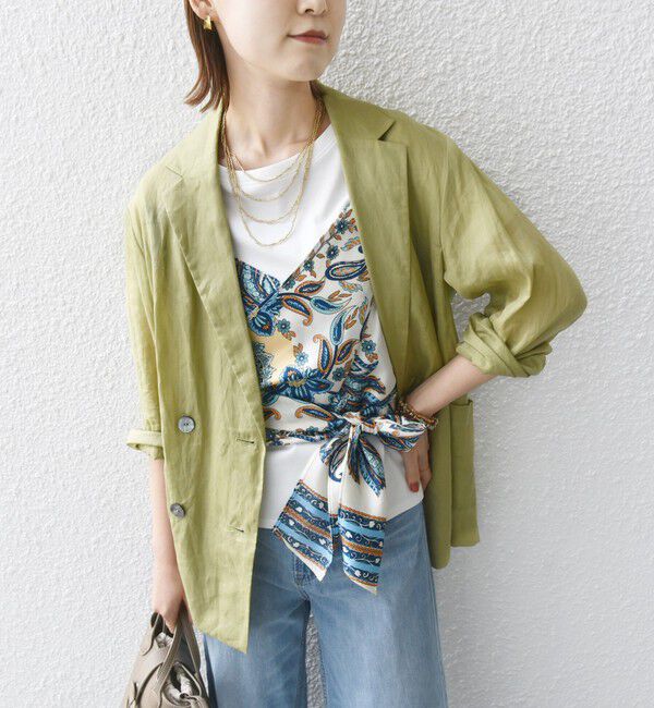 SHIPS for women「【WEB限定】〈手洗い可能〉スカーフ コンビ TEE」|Tシャツ・カットソー|