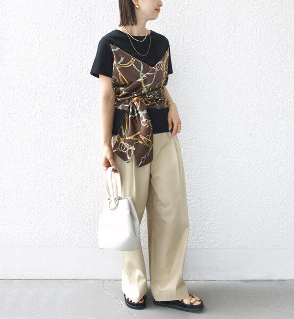 SHIPS for women「【WEB限定】〈手洗い可能〉スカーフ コンビ TEE」|Tシャツ・カットソー|