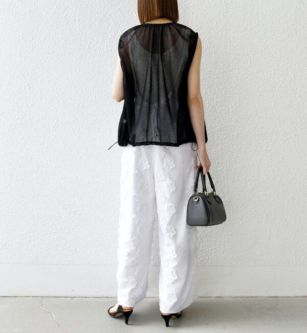 SHIPS any「SHIPS any:〈手洗い可能〉メッシュ シアー ドロスト ギャザー ノースリーブ ベスト」|ベスト・ジレ|