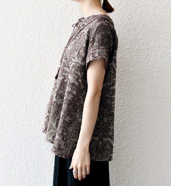 SHIPS any「《一部追加予約》SHIPS any:〈手洗い可能〉メッシュ ジャカード カフタン スキッパー ブラウス」|シャツ・ブラウス|