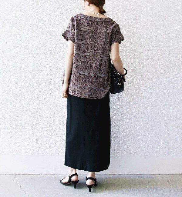 SHIPS any「《一部追加予約》SHIPS any:〈手洗い可能〉メッシュ ジャカード カフタン スキッパー ブラウス」|シャツ・ブラウス|