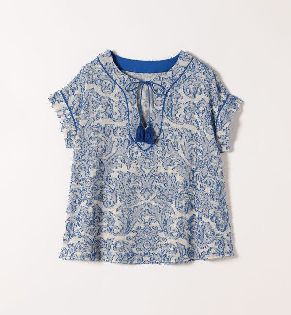 SHIPS any「《一部追加予約》SHIPS any:〈手洗い可能〉メッシュ ジャカード カフタン スキッパー ブラウス」|シャツ・ブラウス|