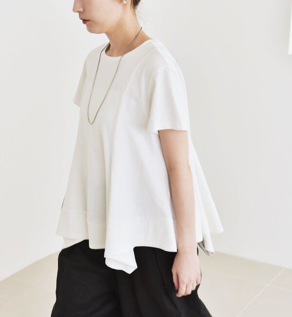 quaranciel「quaranciel:〈手洗い可能〉ハンカチーフヘム フレア クルーネック TEE」|Tシャツ・カットソー|