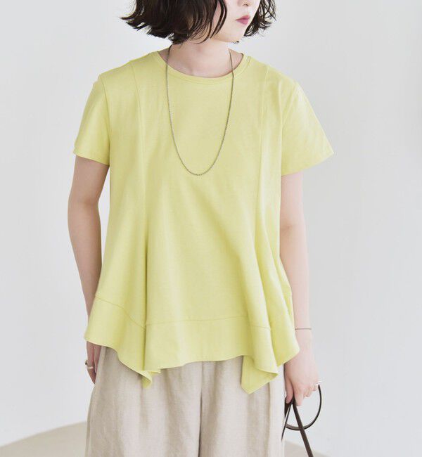 quaranciel「quaranciel:〈手洗い可能〉ハンカチーフヘム フレア クルーネック TEE」|Tシャツ・カットソー|