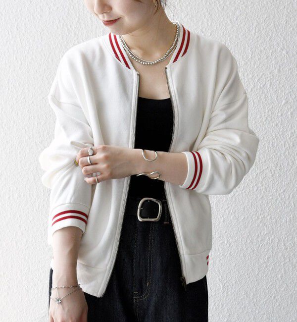 SHIPS any「【SHIPS any別注】La Hutte:〈洗濯機可能〉裏起毛 ロゴ ジップ ブルゾン」|ブルゾン・スタジャン|