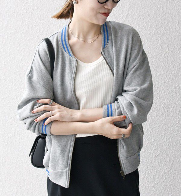 SHIPS any「【SHIPS any別注】La Hutte:〈洗濯機可能〉裏起毛 ロゴ ジップ ブルゾン」|ブルゾン・スタジャン|グレー