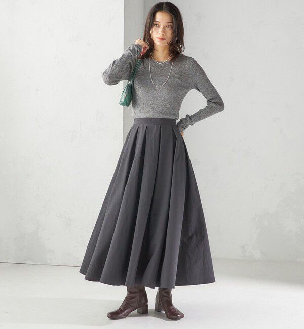 SHIPS for women「〈手洗い可能〉タフタ タック フレア スカート」|スカート|