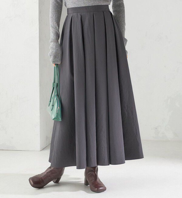 SHIPS for women「〈手洗い可能〉タフタ タック フレア スカート」|スカート|