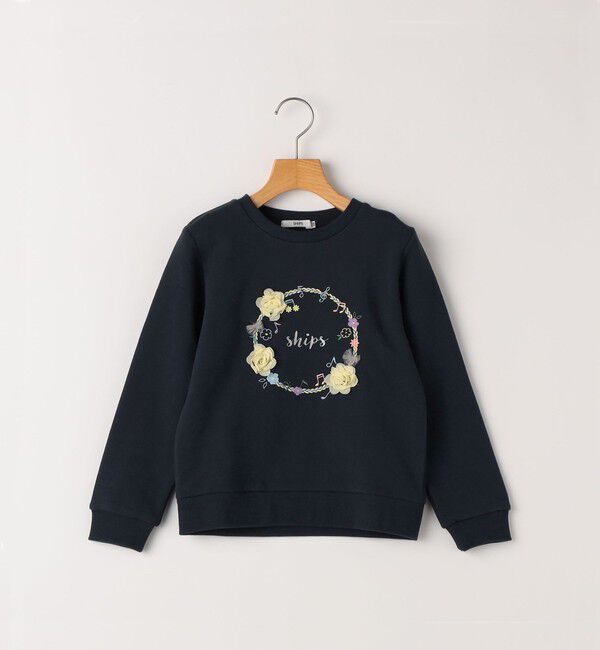 SHIPS KIDS「SHIPS KIDS:80～90cm /ミュージック フラワー スウェット」|スウェット・ジャージ|ネイビー