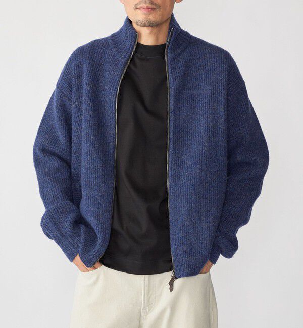 SHIPS「SHIPS: ウール ドライバーズ ジップ カーディガン」|カーディガン|ネイビー
