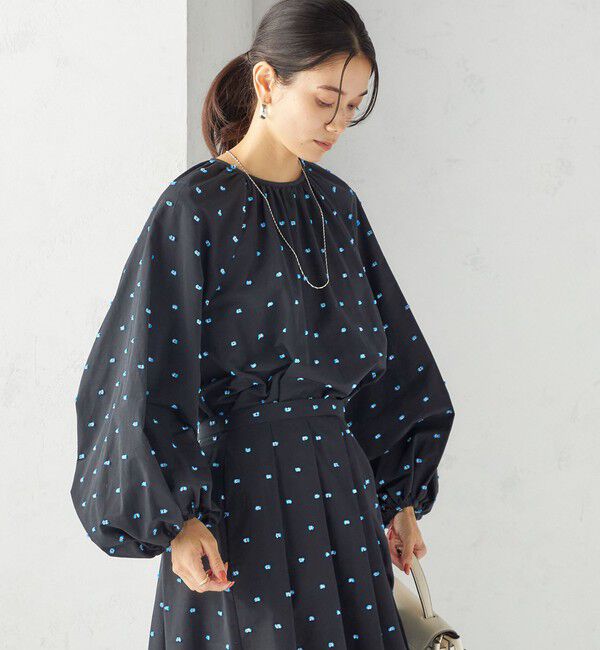 SHIPS for women「〈手洗い可能〉ポンポン ジャカード クルーネック ブラウス」|シャツ・ブラウス|