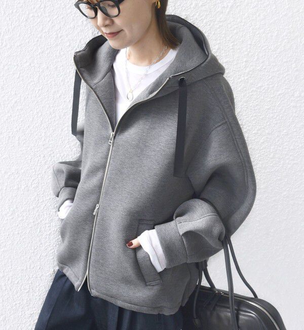 SHIPS for women「【WEB限定】〈手洗い可能〉ダンボール ダブルジップ フーディー 3」|パーカー|ダークグレー