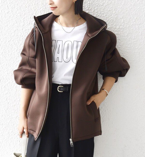 SHIPS for women「【WEB限定】〈手洗い可能〉ダンボール ダブルジップ フーディー 3」|パーカー|ブラウン