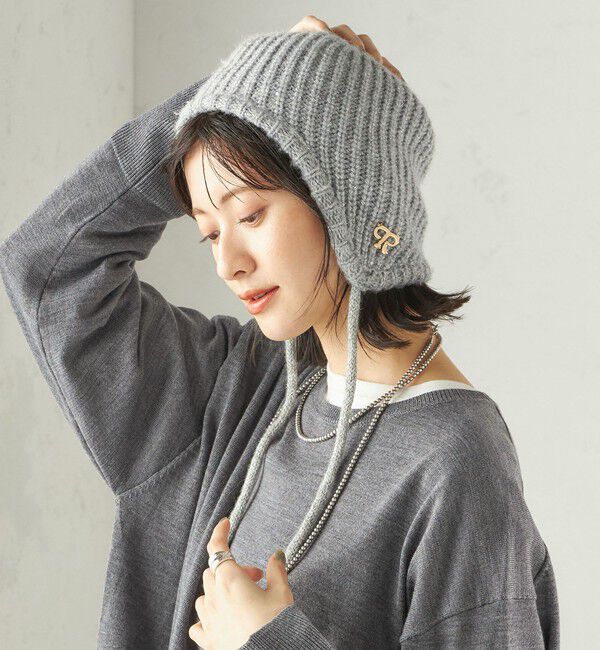 SHIPS for women「perah: ブローチ 付 イヤー フラップ ラメ ニット キャップ」|ニット帽|グレー