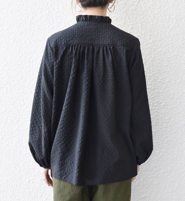 SHIPS any「《一部追加予約》SHIPS any:〈洗濯機可能〉フリルカラー スタンド & オープン シャツ ブラウス」|シャツ・ブラウス|