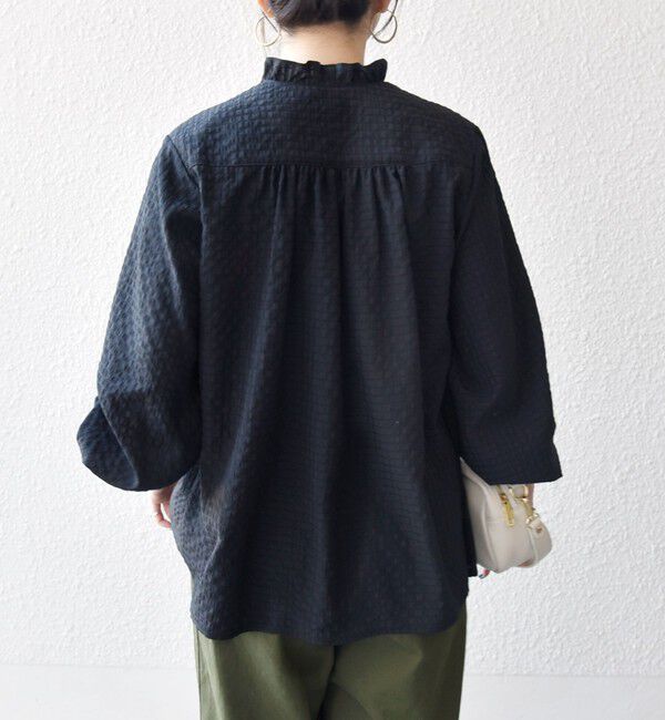 SHIPS any「《一部追加予約》SHIPS any:〈洗濯機可能〉フリルカラー スタンド & オープン シャツ ブラウス」|シャツ・ブラウス|