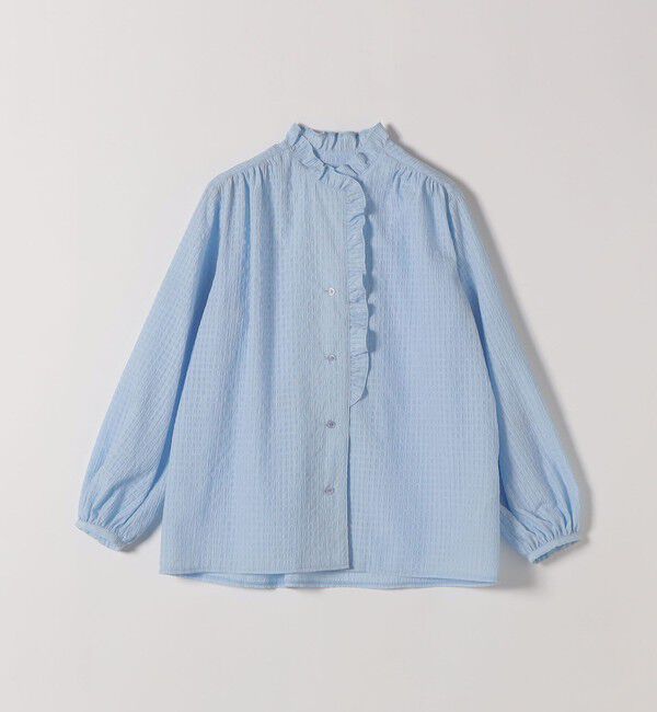 SHIPS any「《一部追加予約》SHIPS any:〈洗濯機可能〉フリルカラー スタンド & オープン シャツ ブラウス」|シャツ・ブラウス|