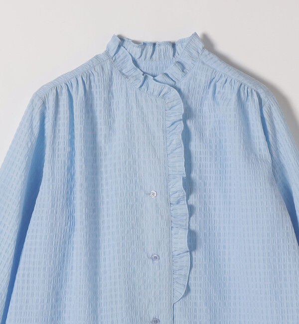 SHIPS any「《一部追加予約》SHIPS any:〈洗濯機可能〉フリルカラー スタンド & オープン シャツ ブラウス」|シャツ・ブラウス|