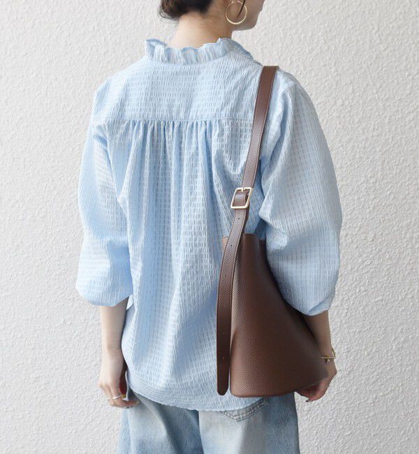 SHIPS any「《一部追加予約》SHIPS any:〈洗濯機可能〉フリルカラー スタンド & オープン シャツ ブラウス」|シャツ・ブラウス|