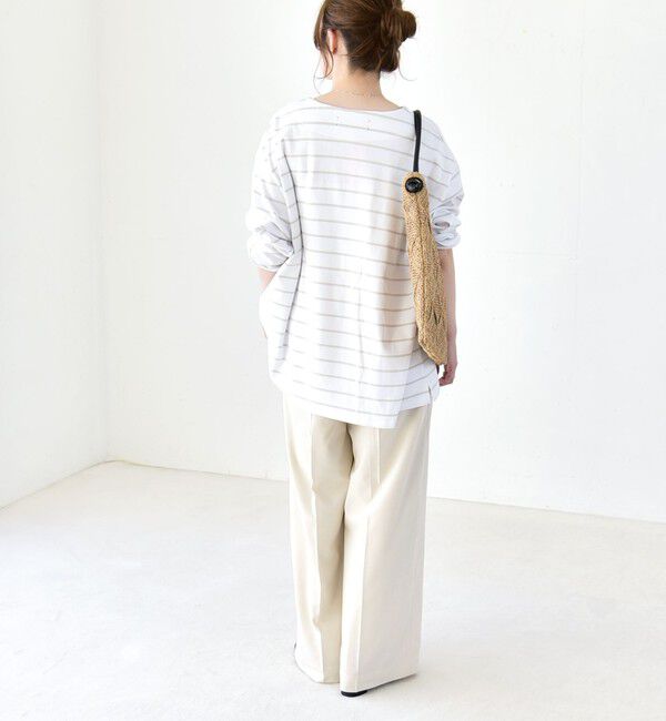 quaranciel「quaranciel:〈洗濯機可能〉ボーダー ビッグ スキッパー プルオーバー」|Tシャツ・カットソー|