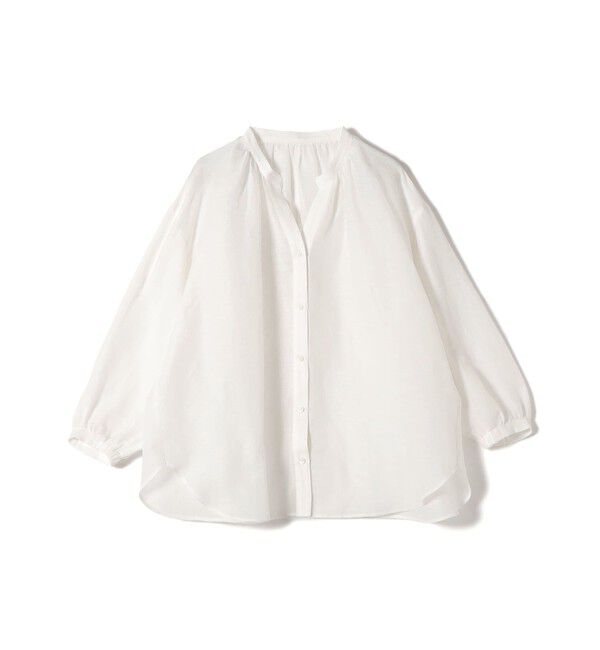 SHIPS for women「《一部追加予約》〈手洗い可能〉IMPERIAL LINEN 混 バンドカラー スキッパー シャツ」|シャツ・ブラウス|