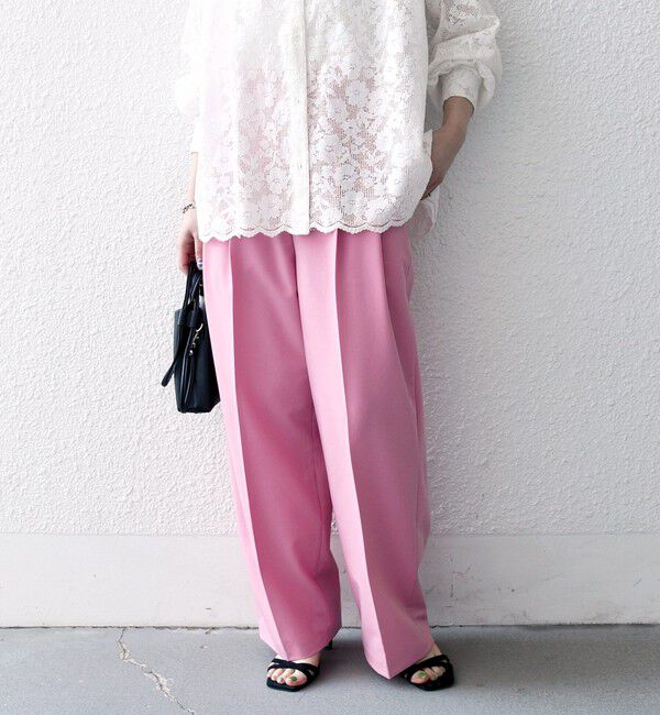 SHIPS any「《一部追加予約》SHIPS any:〈手洗い可能〉2タック ワイド パンツ」|スラックス|ピンク