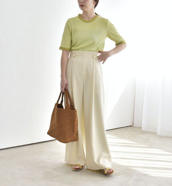 quaranciel「quaranciel:〈洗濯機可能〉ゴールドボタン ハイウエスト ワイド パンツ」|その他|