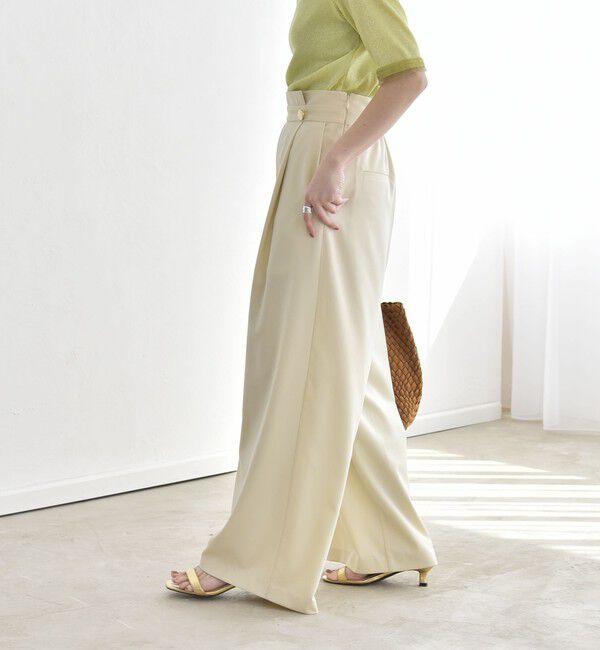 quaranciel「quaranciel:〈洗濯機可能〉ゴールドボタン ハイウエスト ワイド パンツ」|その他|