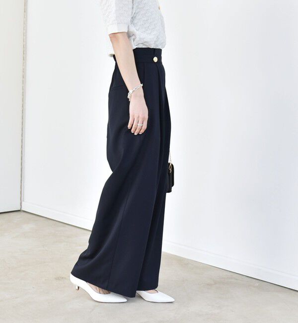 quaranciel「quaranciel:〈洗濯機可能〉ゴールドボタン ハイウエスト ワイド パンツ」|その他|