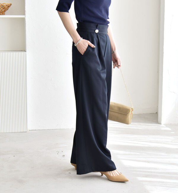 quaranciel「quaranciel:〈洗濯機可能〉ゴールドボタン ハイウエスト ワイド パンツ」|その他|