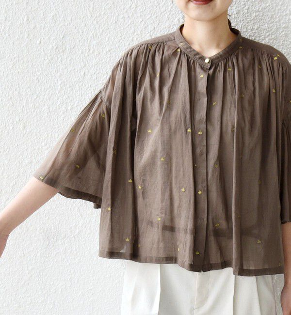 SHIPS for women「《予約》〈手洗い可能〉コットン オーガンジー リーフ 刺繍 羽織 ブラウス」|シャツ・ブラウス|