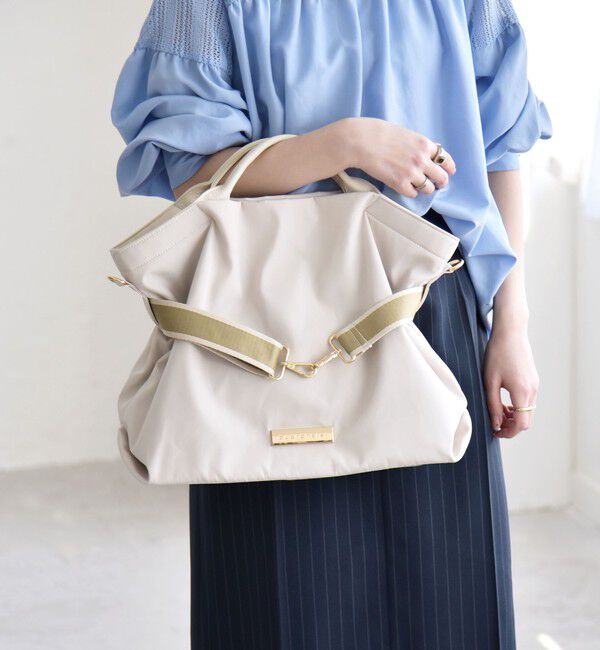 quaranciel「《予約》quaranciel: ラインベルト 2way ショルダー トート バッグ（A4対応）」|トートバッグ|ナチュラル