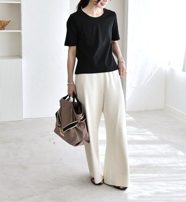 quaranciel「《予約》quaranciel:〈手洗い可能〉バイアス ストレッチ イージー ワイド パンツ」|その他|