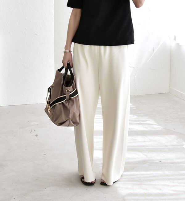 quaranciel「《予約》quaranciel:〈手洗い可能〉バイアス ストレッチ イージー ワイド パンツ」|その他|