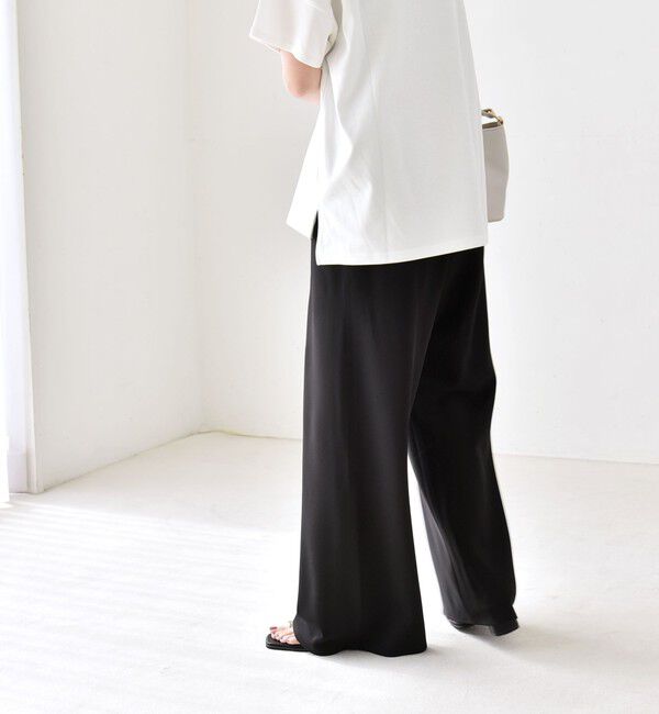 quaranciel「《予約》quaranciel:〈手洗い可能〉バイアス ストレッチ イージー ワイド パンツ」|その他|